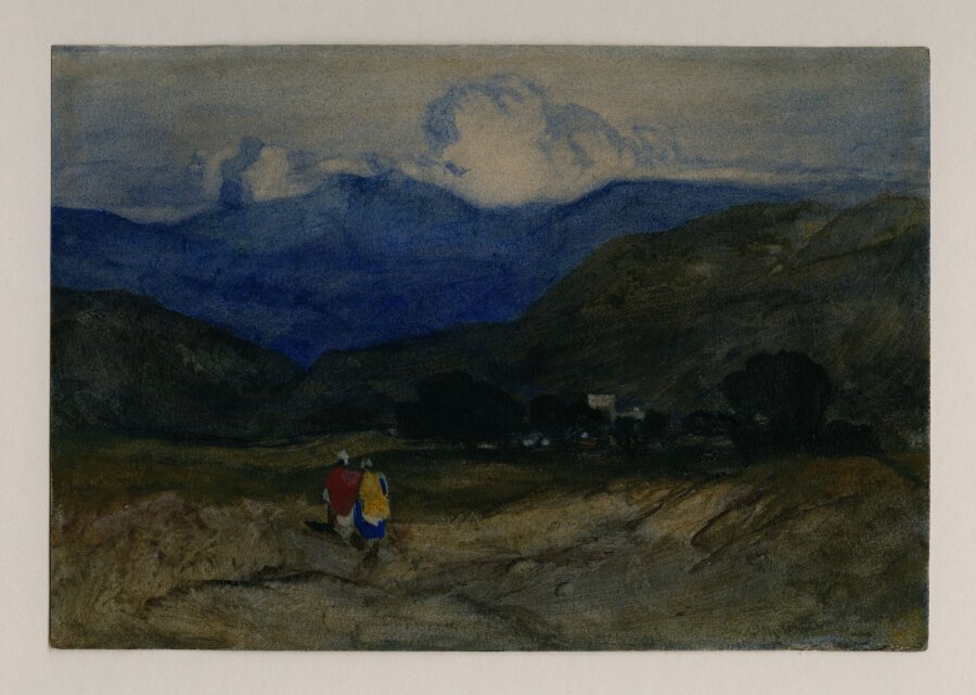 Mountain Landscape with Figures, possibly in Wales